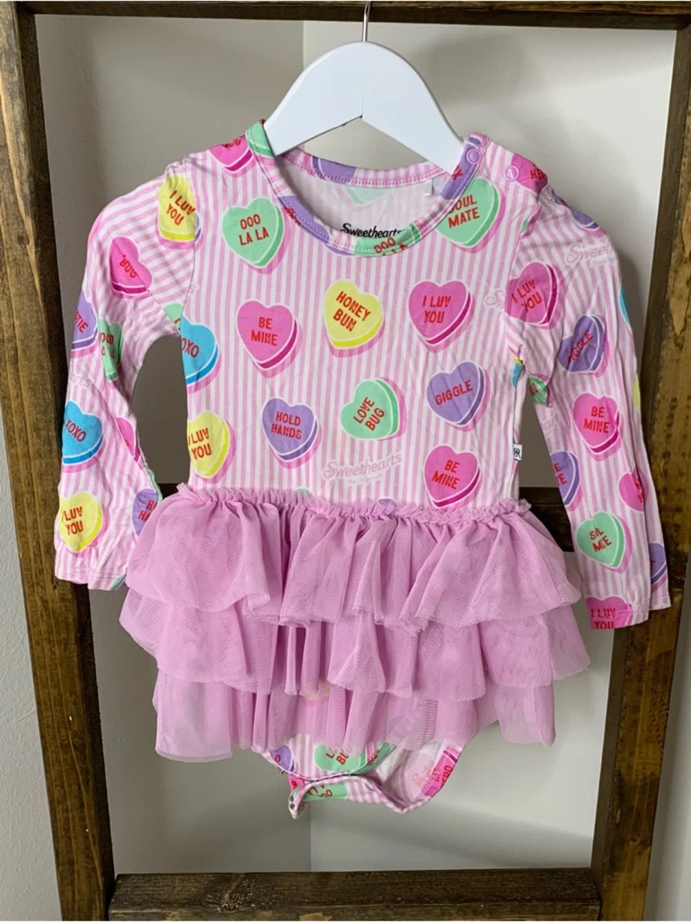 Bums and Roses Sweethearts Candy Heart Tutu Bodysuit Size 18-24M